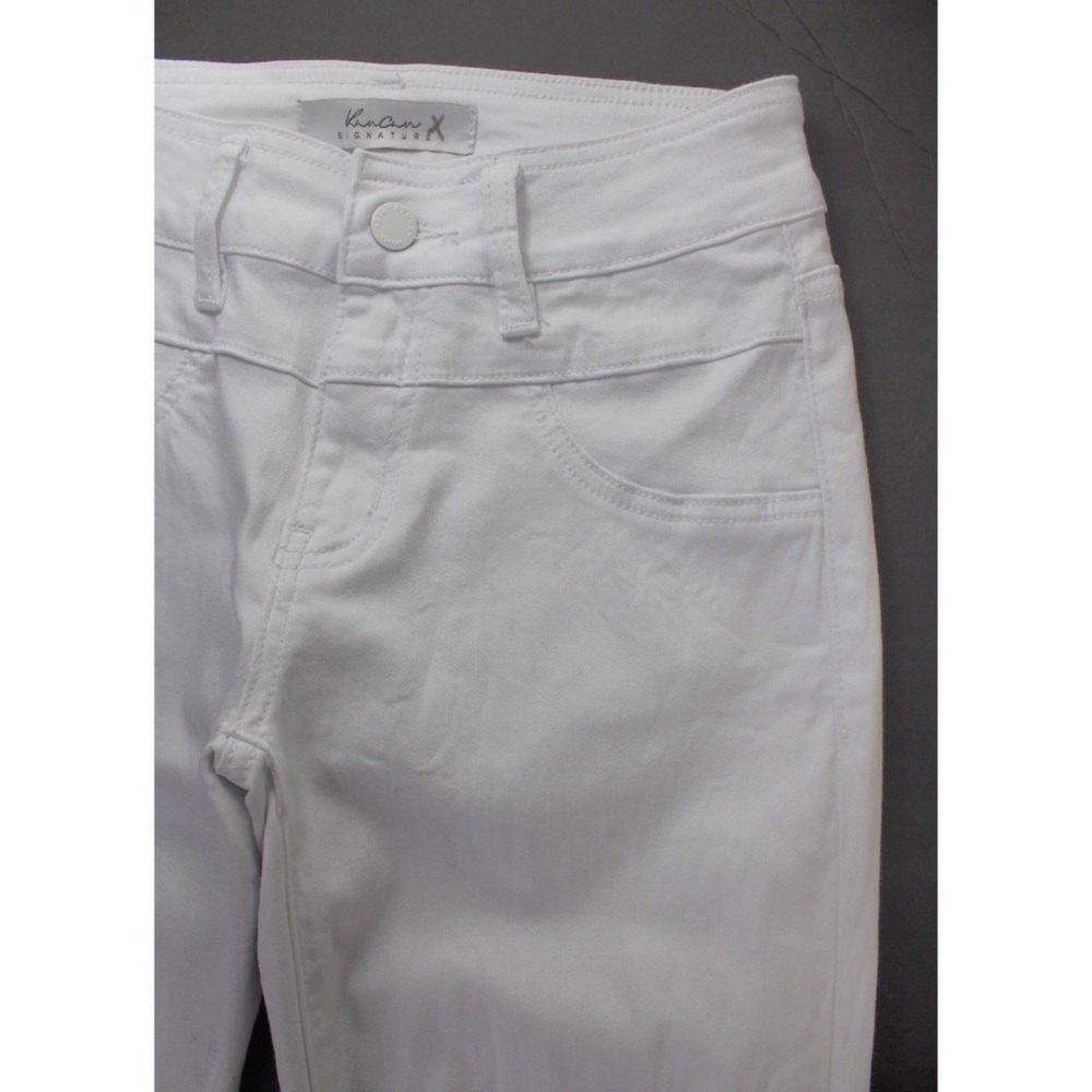 NEW KanCan Destroyed White Stretch Skinny Jeans 24 / 0 - Picture 5 of 12